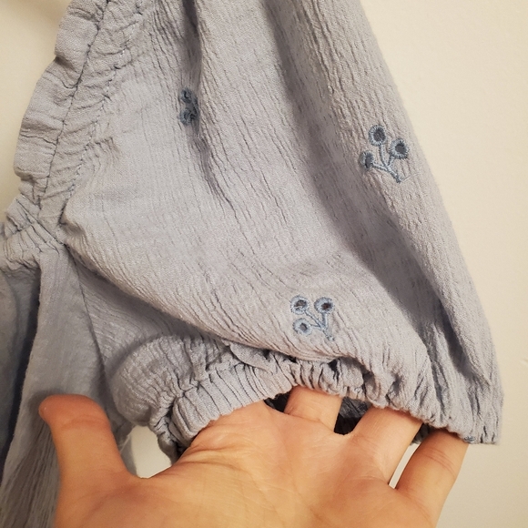 Zara eyelet embroidery crop top. Boho. Blue. Size XL. - Picture 4 of 9